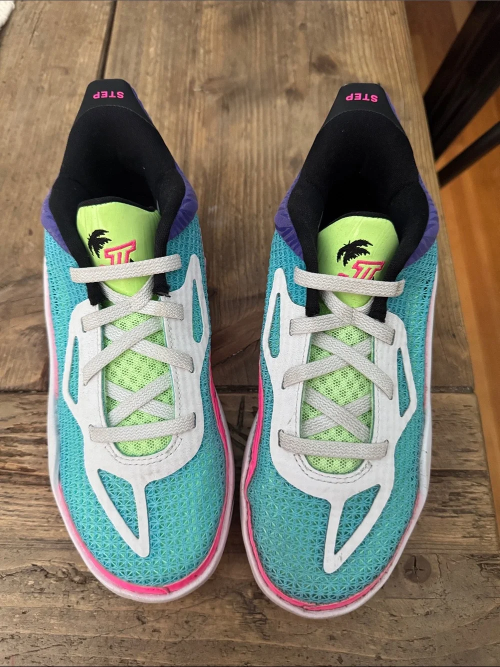 Tatum’s-Kids Athletic Mesh Sneakers in Teal, Lime & Pink